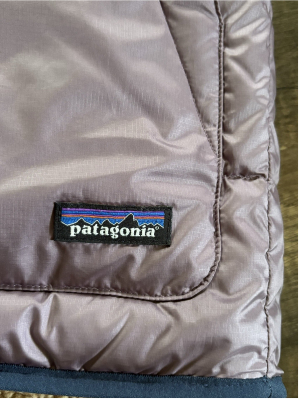 Patagonia Girls Down Bivy Hoody Vest Reversible XL 14 Hyssop Purple Brown Sherpa - Picture 2 of 8